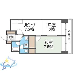 ハイデンス琴似 2DKの間取図画像