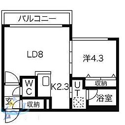 アジュールコートN5 1LDKの間取図画像