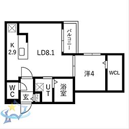 札幌市中央区南十三条西7丁目マンション 1LDKの間取図画像