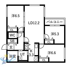 札幌市中央区南十五条西6丁目マンション 3LDKの間取図画像