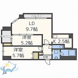 レジディア南一条イースト 2LDKの間取図画像