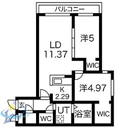 FLYINGHOUSE円山 2LDKの間取図画像