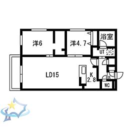 札幌市中央区南十五条西8丁目マンション 2LDKの間取図画像