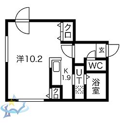Acceptee 1Kの間取図画像