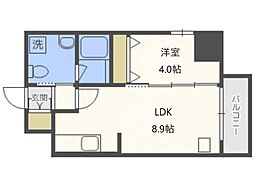 シティーコート北1条 1LDKの間取図画像