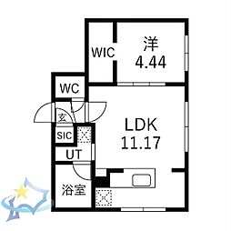 札幌市西区二十四軒三条3丁目マンション 1LDKの間取図画像