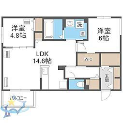 札幌市中央区北五条西19丁目マンション 2LDKの間取図画像