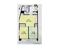 キャニオンマンション第一川口 2DKの間取図画像