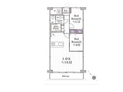 ルーセル南浦和 2LDKの間取図画像