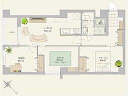 ワラビスカイハイツ 2SLDKの間取図画像