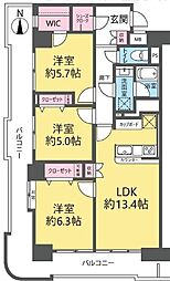 ライオンズプラザ北綾瀬 3LDKの間取図画像
