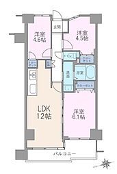 コスモ鶴瀬ステーションスクエア 3LDKの間取図画像
