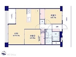 豊玉南住宅 2LDKの間取図画像