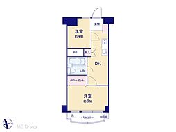 川口第1永谷マンション 2DKの間取図画像