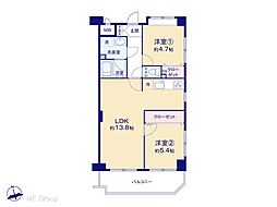 エンゼルハイム鹿浜第8 2LDKの間取図画像