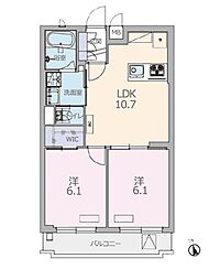 パレ豊玉 2LDKの間取図画像