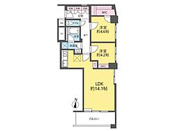 宮園キャピタルマンション 2LDKの間取図画像