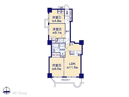 3LDK 間取り