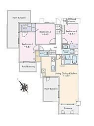 コスモ小竹向原ガーデンフォルム 3LDKの間取図画像