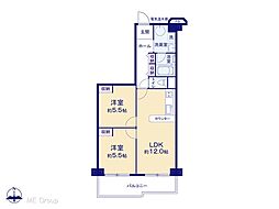 五反野第3スカイハイツ 2LDKの間取図画像