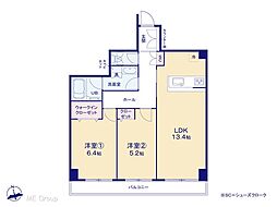南浦和ハイム 2LDKの間取図画像