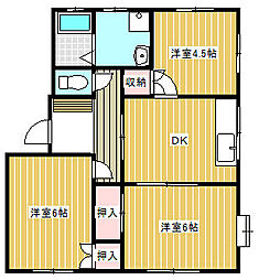 ハイム藤B棟 3DKの間取図画像