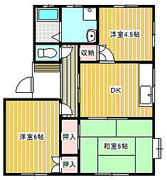 ハイム藤A棟 3DKの間取図画像