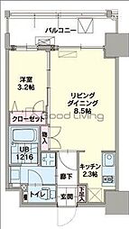 ビエネスタ千代県庁口 8階1LDKの間取り