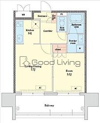 RJRプレシア博多 1LDKの間取図画像