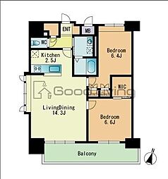 RJRプレシア薬院 2LDKの間取図画像