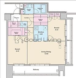 RJRプレシア六本松 2LDKの間取図画像