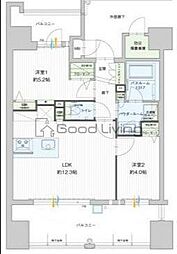 グランフォーレ千早マークスクエアイーストウイング 2LDKの間取図画像