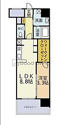 ブレス唐人町駅前 1LDKの間取図画像
