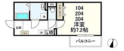 メグリオ柏の葉 1Kの間取図画像