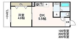メグリオ新松戸IV 1DKの間取図画像