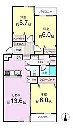 読売ランドシティハウス 3LDKの間取図画像