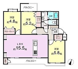 宮前平グリーンハイツ9号棟 3LDKの間取図画像