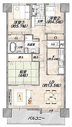 荒巻中央パークマンション 3LDKの間取図画像