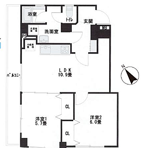 2LDK 間取り