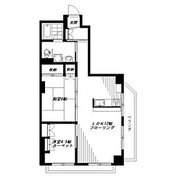 中野リハイム 2階2LDKの間取り