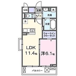 ヒカルサ熊谷久下ウエスト 1LDKの間取図画像