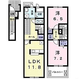 フリーディア 2LDKの間取図画像