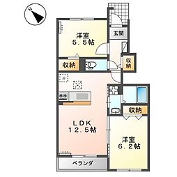 フルール・ド・スリジェ 2LDKの間取図画像