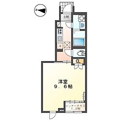 (仮)スターテラスII南蔵王町 1Kの間取図画像