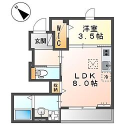 フェリシテ2 1LDKの間取図画像