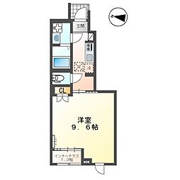 仮)スターテラスII手城 1Kの間取図画像