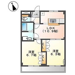 グレイスヴィラ 2LDKの間取図画像