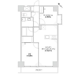 ライオンズマンション片瀬江ノ島第2 1LDKの間取図画像