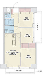 パレス本駒込 3LDKの間取図画像