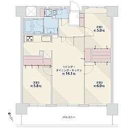 ファミール向島桜橋 3LDKの間取図画像
